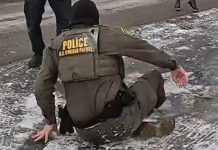 ICE agent mocked after slipping on ice in viral video