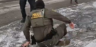 ICE agent mocked after slipping on ice in viral video